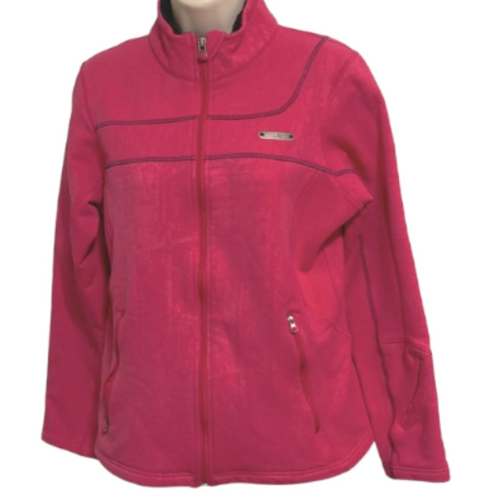 UNDER ARMOUR Hot Pink Purple Accents Zip Long Sleeve Fleece Jacket Womens Medium